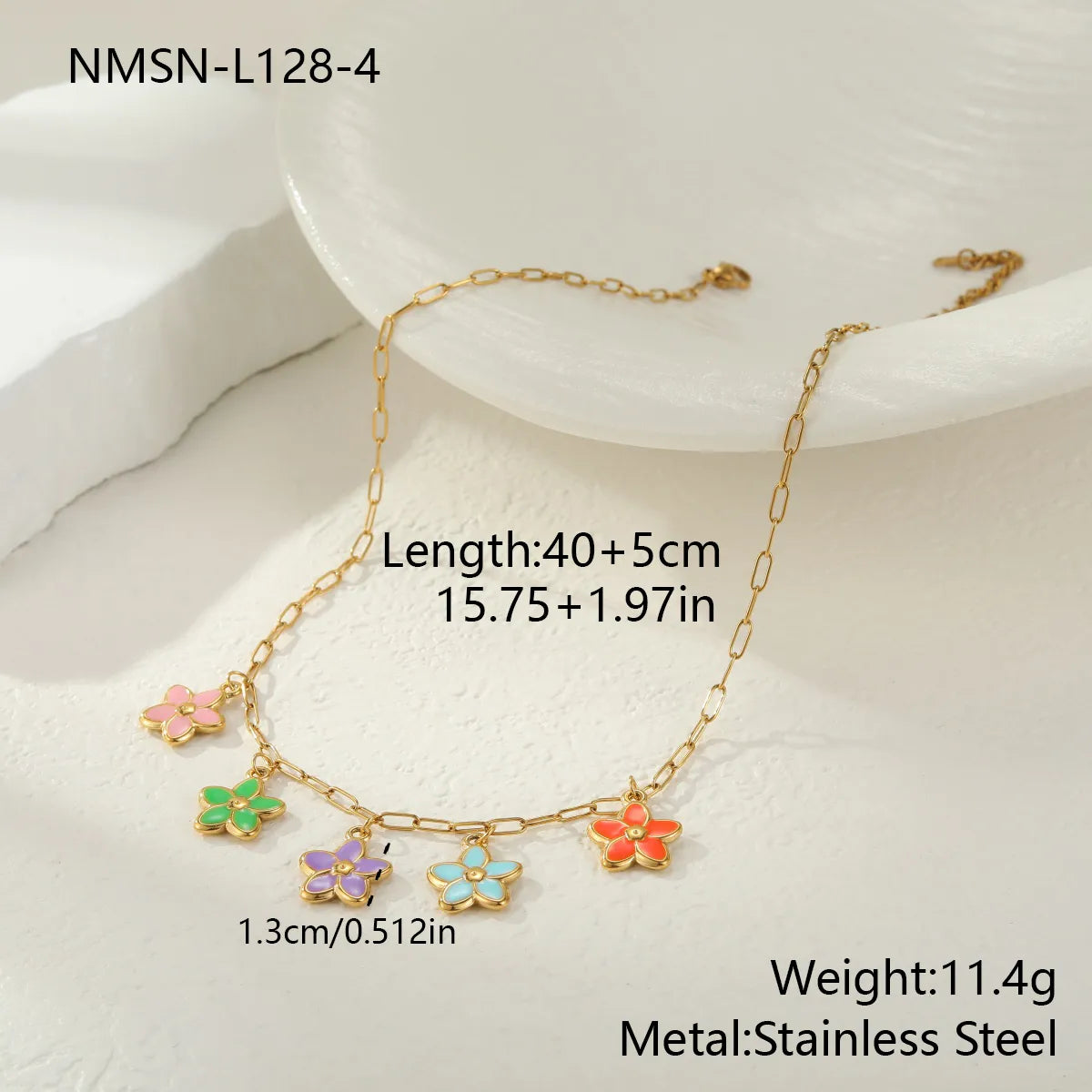 Flower Charm Stainless Steel 18K Gold Plated Necklace