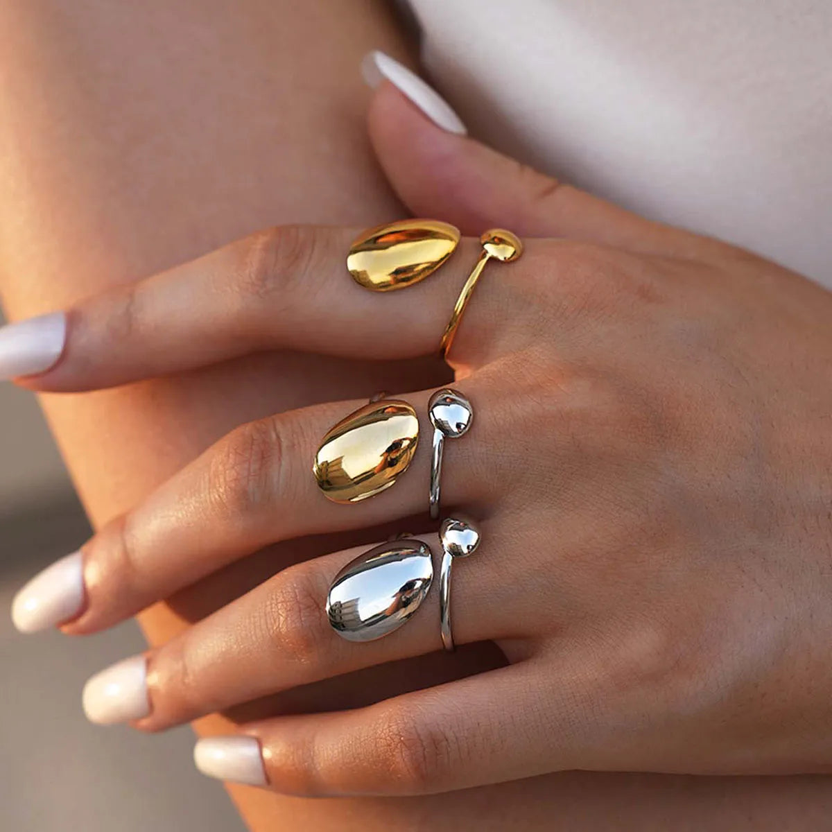 Ladies' Infinity Symbol 18K Gold Plated Stainless Steel Open Ring