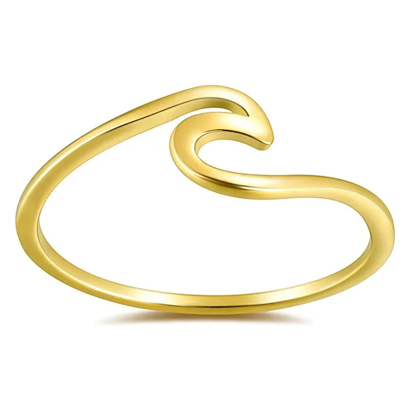 Titanium Steel 14K Gold Plated Simple Style Waves No Inlaid