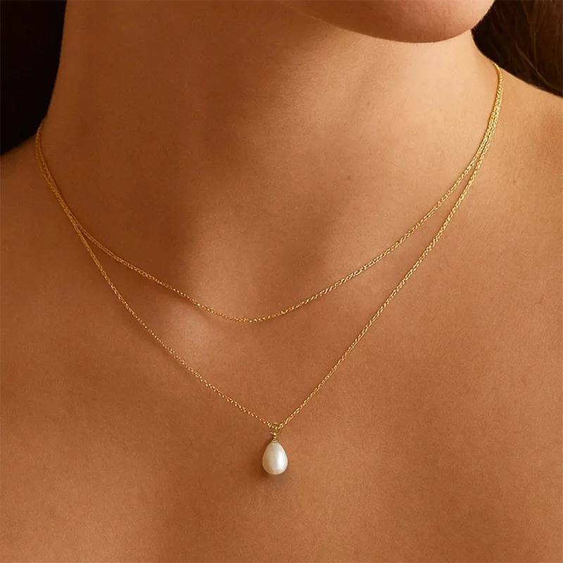 Double Layer Pearl 18K Gold Plated Stainless Steel Necklace