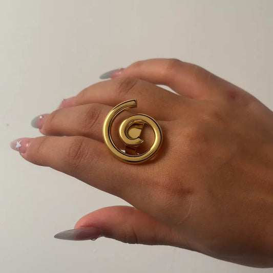 Coral Swirl Ring 304 Stainless Steel 18K Gold Plated Plating Open Rings