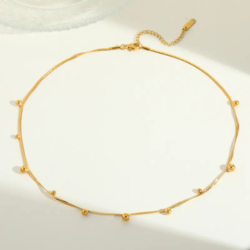 Round Gold Charms 304 Stainless Steel Zircon 18K Gold Plated Plating Inlay Flat Snake Chain Cable Chain Box Chain Multi Charms Necklace