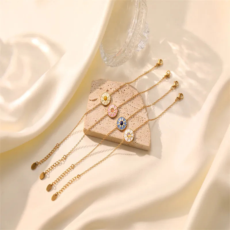 Casual Simple Style Round Star 304 Stainless Steel opal Opal Gold Plated Inlay Bracelets Necklace