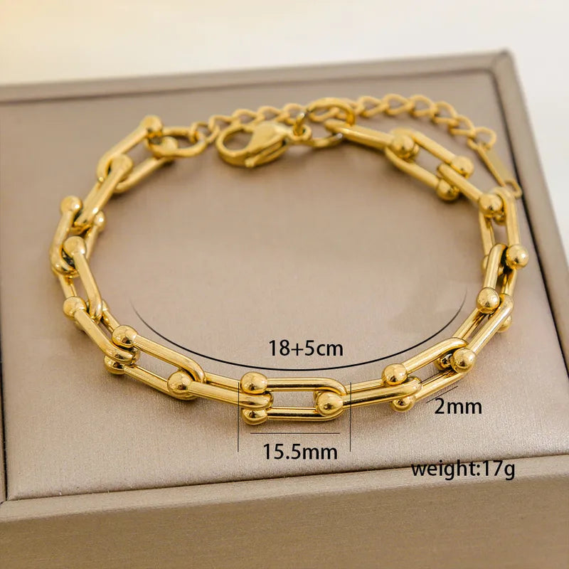 Streetwear 304 Stainless Steel 18K Gold Plated Bracelet /Earring