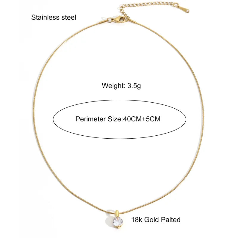 Elegant Glam Luxurious Gold Stainless Steel Zircon 18K Gold Plated Plating Inlay Pendant Necklace