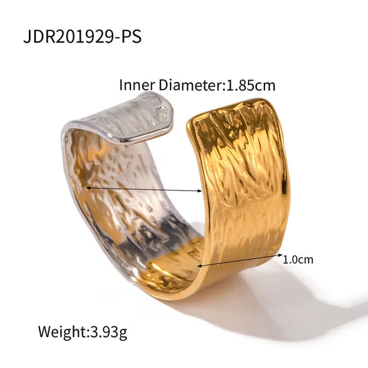 Roots style Silver & Gold Glam Geometric 304 Stainless Steel Plating Open Rings