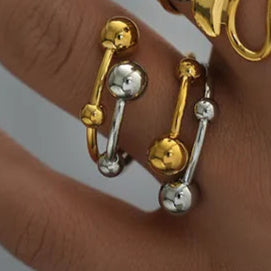 Multi-Ball Gold and Silver Jewelry ring 304 Stainless Steel 18K Gold Plated Mixed Metal Rings