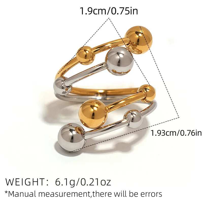 Multi-Ball Gold and Silver Jewelry ring 304 Stainless Steel 18K Gold Plated Mixed Metal Rings