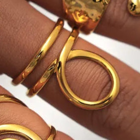 Oval Loop Style Geometric 304 Stainless Steel 18K Gold Plated Geometric Open Ring
