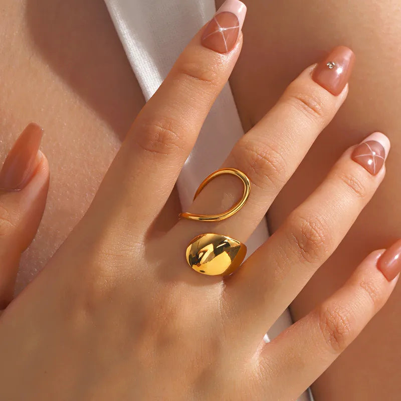 Oval Ring 304 Stainless Steel 18K Gold Plated Stainless Steel Rings