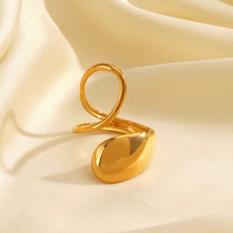 Oval Ring 304 Stainless Steel 18K Gold Plated Stainless Steel Rings