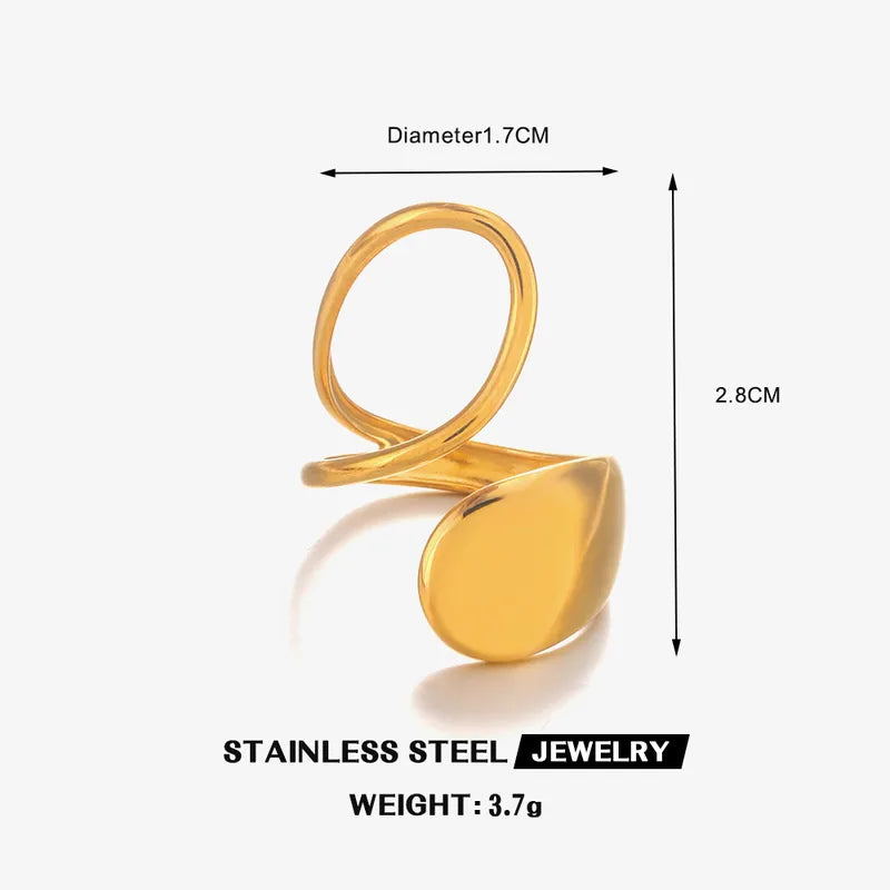 Oval Ring 304 Stainless Steel 18K Gold Plated Stainless Steel Rings