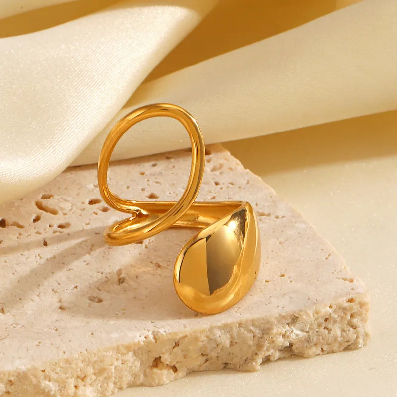 Oval Ring 304 Stainless Steel 18K Gold Plated Stainless Steel Rings