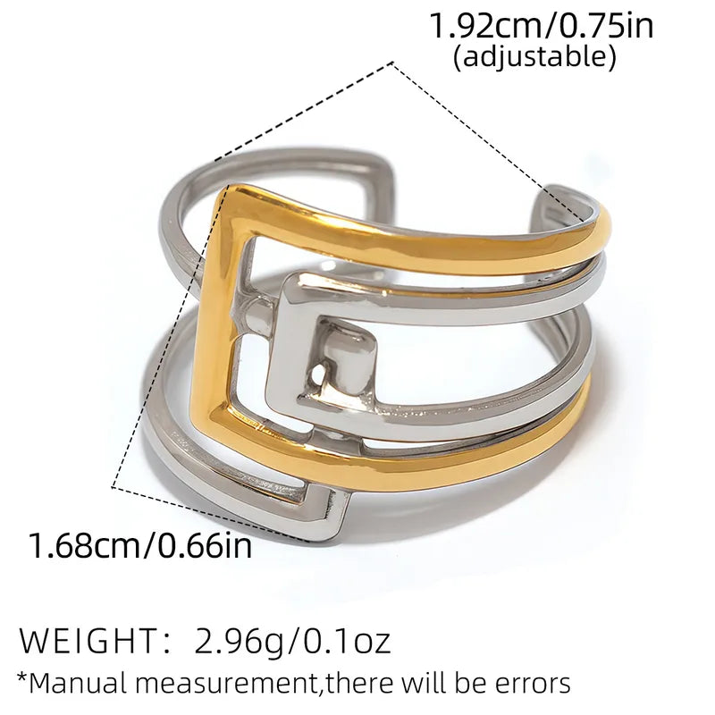 Multicolor Corner Loop Simple Style Geometric 304 Stainless Steel 18K Gold Plated Geometric Open Ring