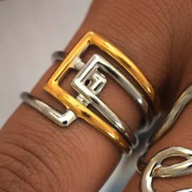 Multicolor Corner Loop Simple Style Geometric 304 Stainless Steel 18K Gold Plated Geometric Open Ring
