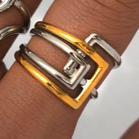 Multicolor Corner Loop Simple Style Geometric 304 Stainless Steel 18K Gold Plated Geometric Open Ring