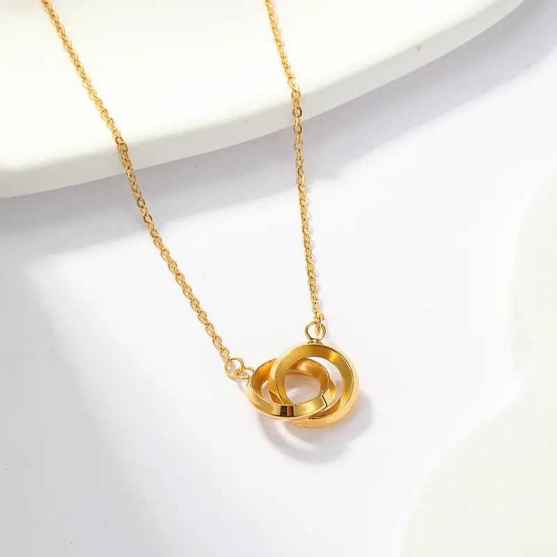 201 Stainless Steel 18K Gold Plated Modern Style Simple Style Solid Color Plating Circle Pendant Necklace