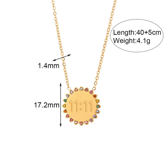 Code 11 Sunshine 304 Stainless Steel Rhinestones 18K Gold Plated Plating Inlay Pendant Necklace