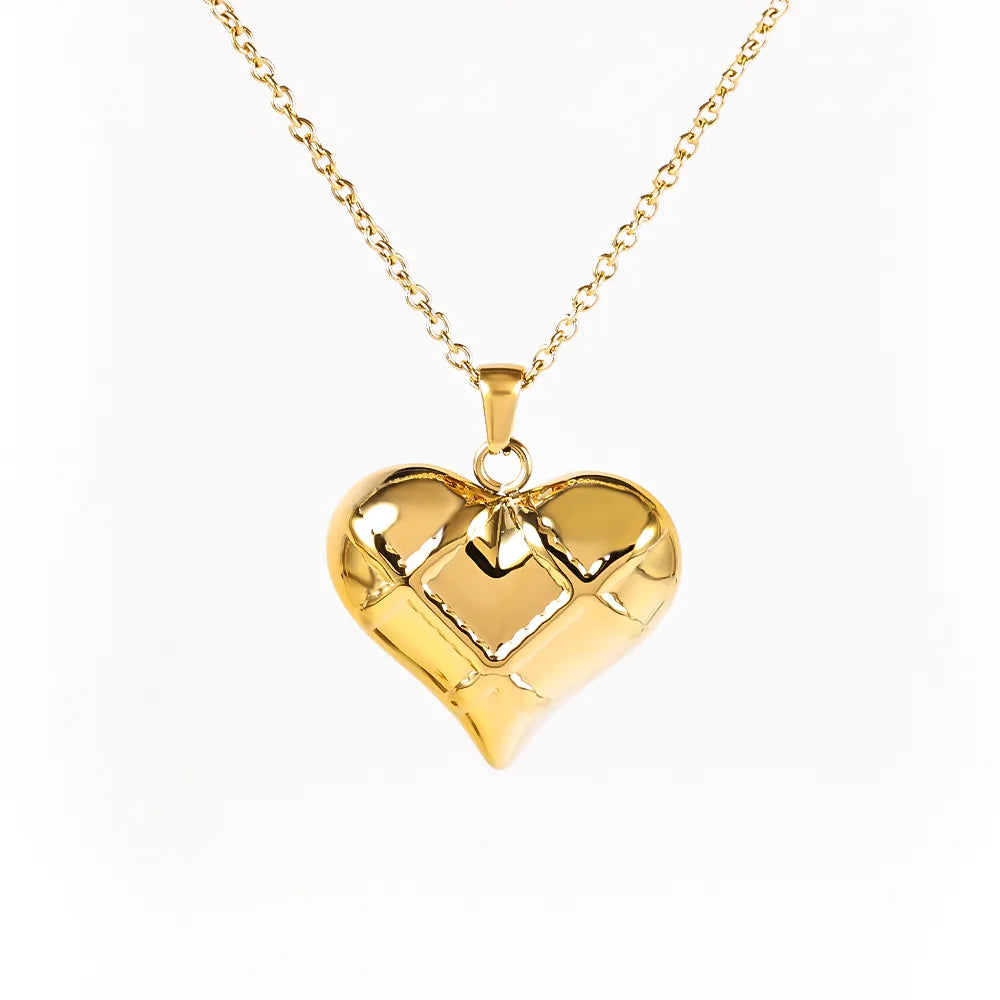 Heart Shape 304 Stainless Steel 18K Gold Plated Pendant Necklace