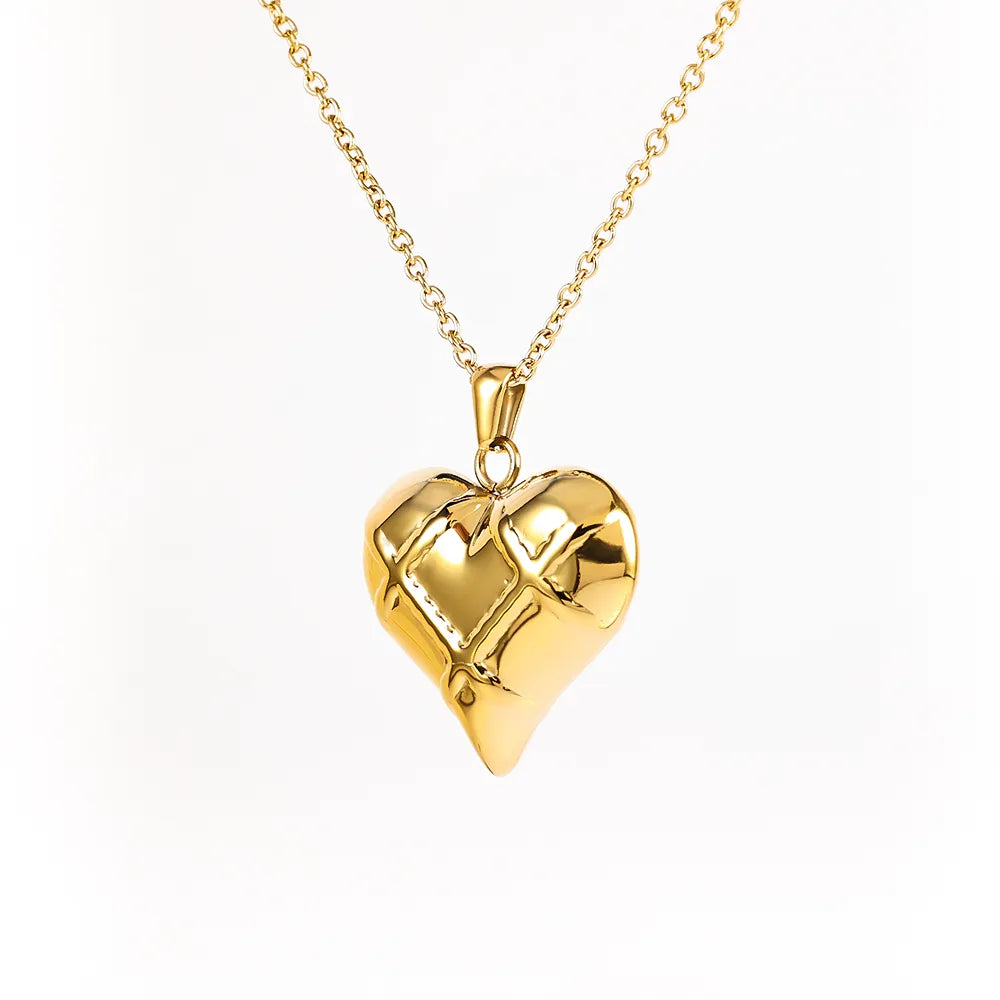 Heart Shape 304 Stainless Steel 18K Gold Plated Pendant Necklace