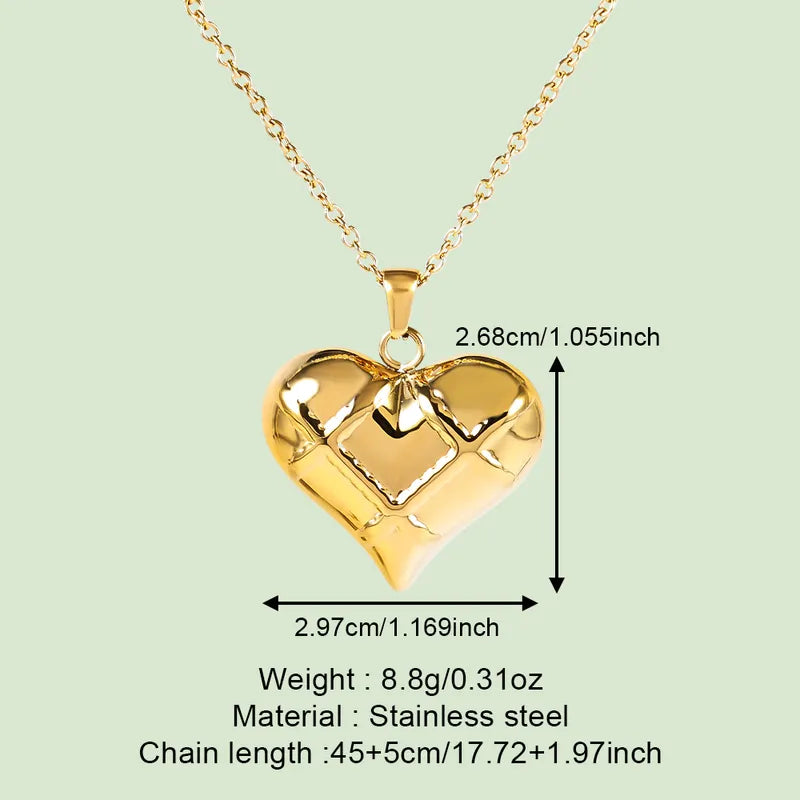 Heart Shape 304 Stainless Steel 18K Gold Plated Pendant Necklace