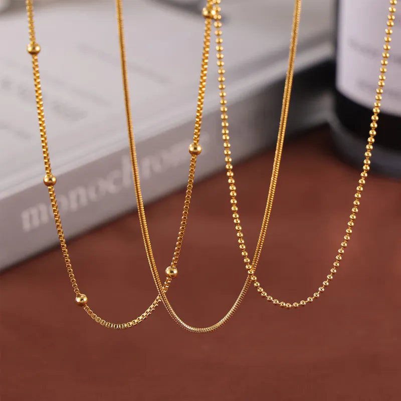 Simple Style Commute Geometric Solid Color 304 Stainless Steel 18K Gold Plated Plating Necklace