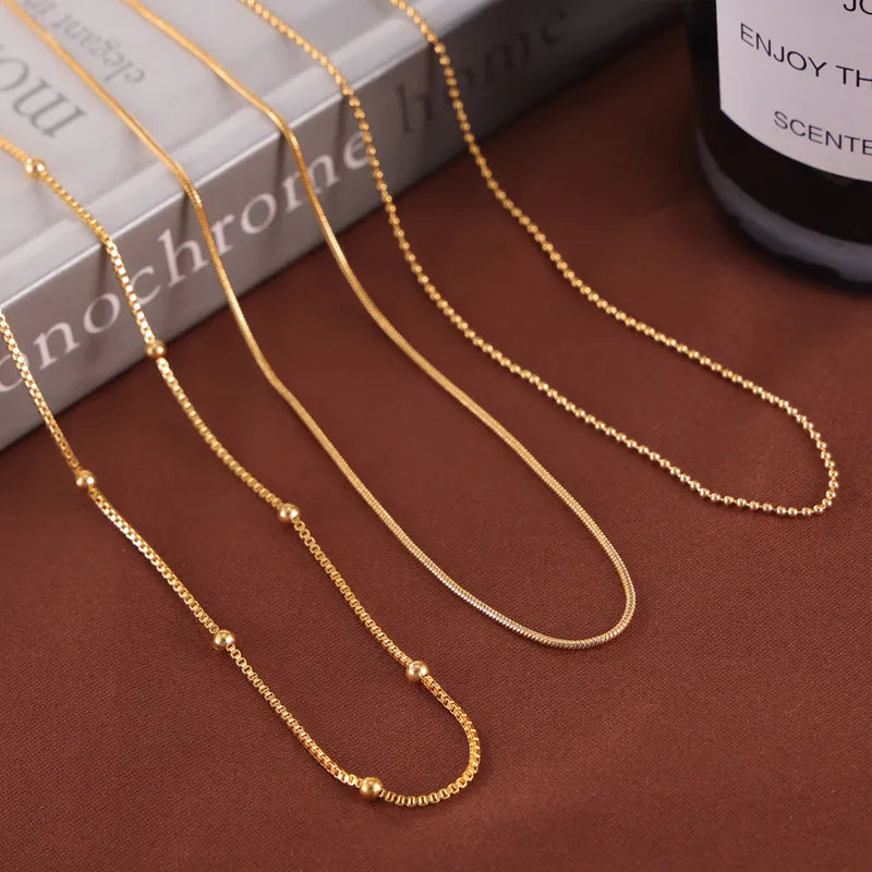 Simple Style Commute Geometric Solid Color 304 Stainless Steel 18K Gold Plated Plating Necklace