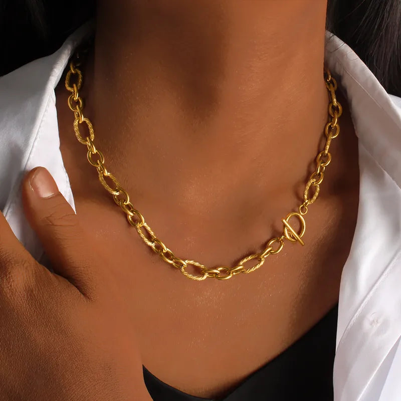 Rope Style Links Oval 304 Stainless Steel 18K Gold Plated Cable Chain