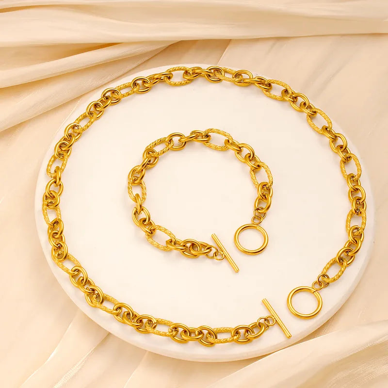 Rope Style Links Oval 304 Stainless Steel 18K Gold Plated Cable Chain