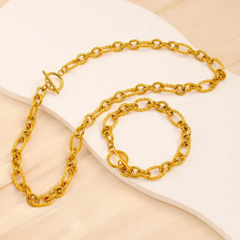 Rope Style Links Oval 304 Stainless Steel 18K Gold Plated Cable Chain