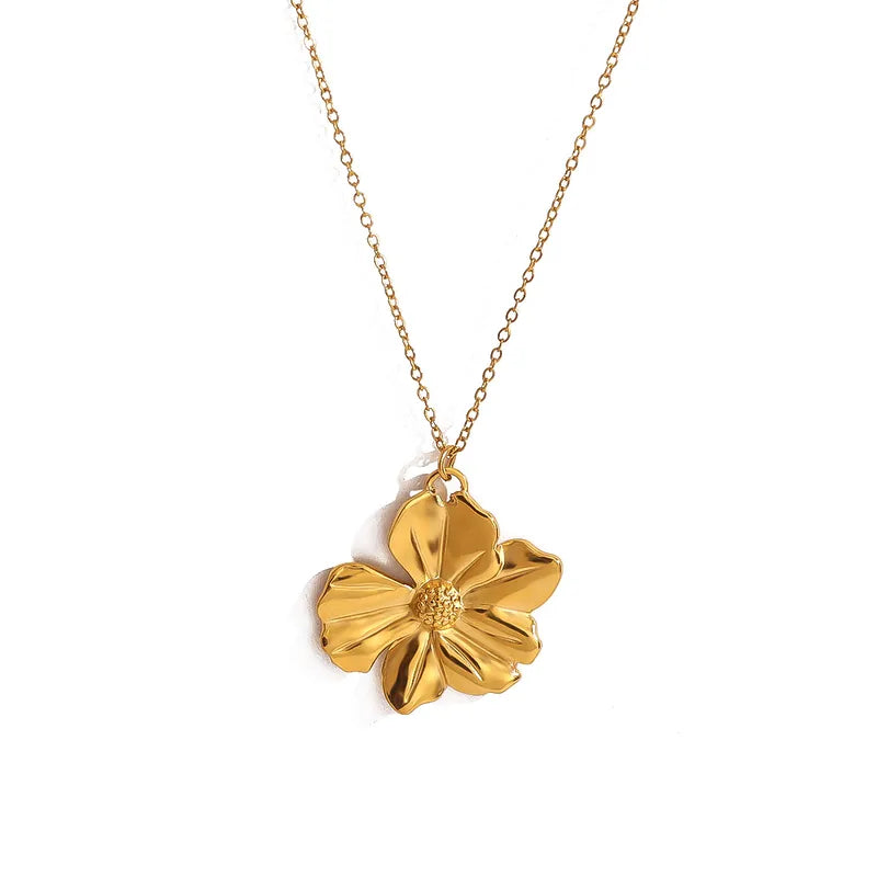 Pollen Flower Modern Style 304 Stainless Steel 18K Gold Plated Plating Pendant Necklace