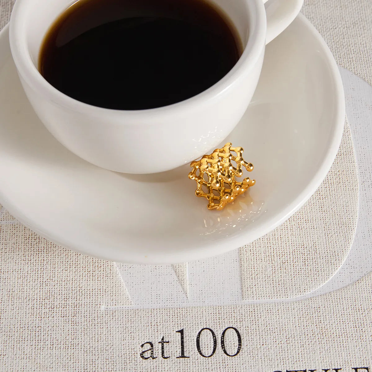 Minimalist 18K Gold Plated 304 Stainless Steel Line Mesh Open Ring