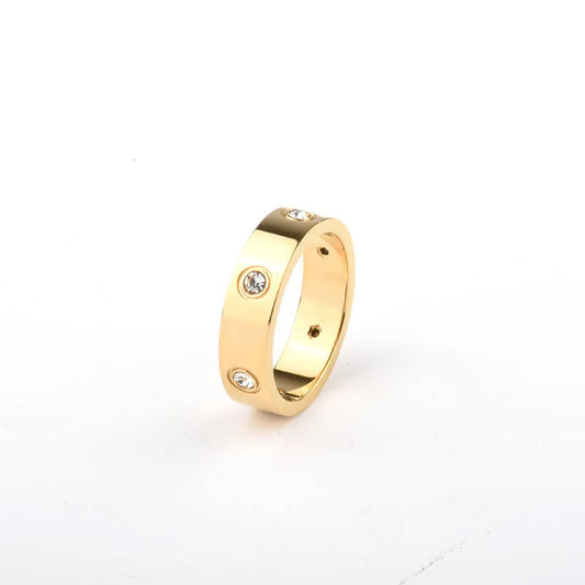 Fashion geometric titanium steel rings polishing zircon stainless steel rings