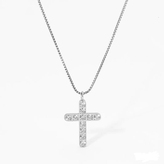 Cross White Gold Plated 304 Stainless Steel 16K Gold Plated Necklace