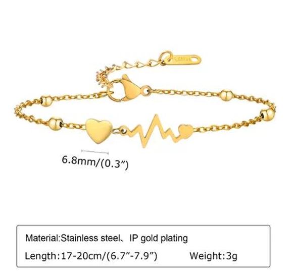 Heart Beat Stainless Steel Bracelet