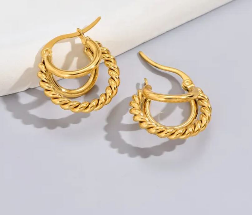 Golds Plating Titanium Steel 18K Gold Plated Gold Plated Earrings