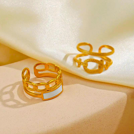 Stainless steel plating 18k gold plated open rings